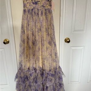 City Studio Purple and Cream Floral Midi Dress